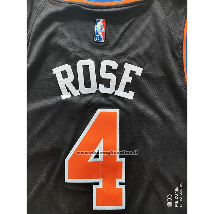 Maglia New York Knicks Derrick Rose #4 Citta 2021-22 Nero